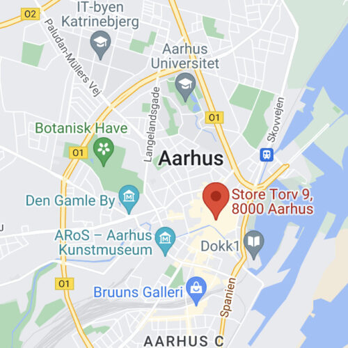 Lille kort over Aarhus.