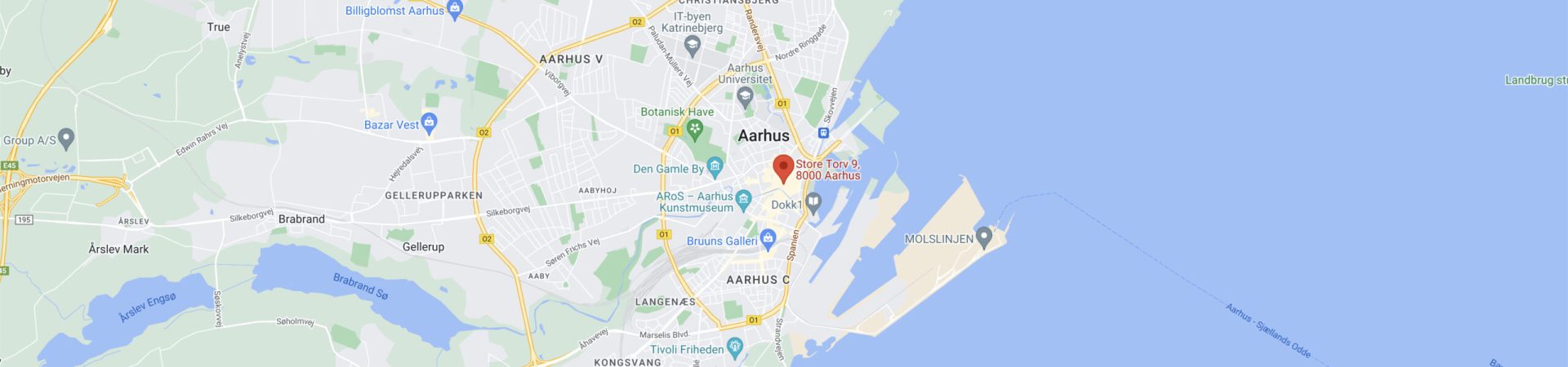 Kort over Aarhus.